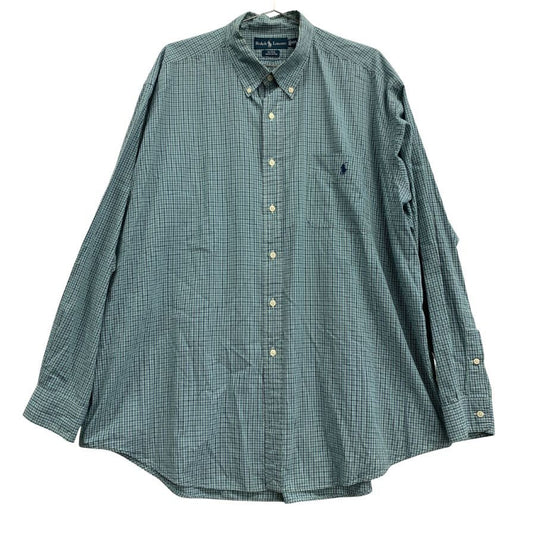 美品◆ポロ ラルフローレン ボタンダウンシャツ 90S オールド メンズ ブルー サイズXXL Polo Ralph Lauren 【AFB11】