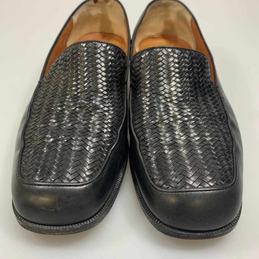 サルバトーレ フェラガモ ローファー 編み込 ローファー ブラック メンズ サイズ8 Salvatore Ferragamo 約26.0cm【AFC45】