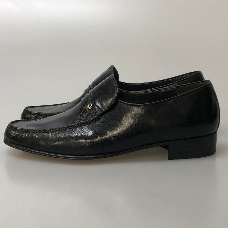 クリスチャンディオール レザー  ローファー ブラック メンズ 日本製 サイズ 39 Christian Dior 約24.5cm【AFD7】