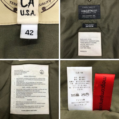 中古◆モニタリー アウター ミリタリージャケット B-15 キャンバス 止水ジップ メンズ サイズ42 カーキ系 monitaly 【AFA13】