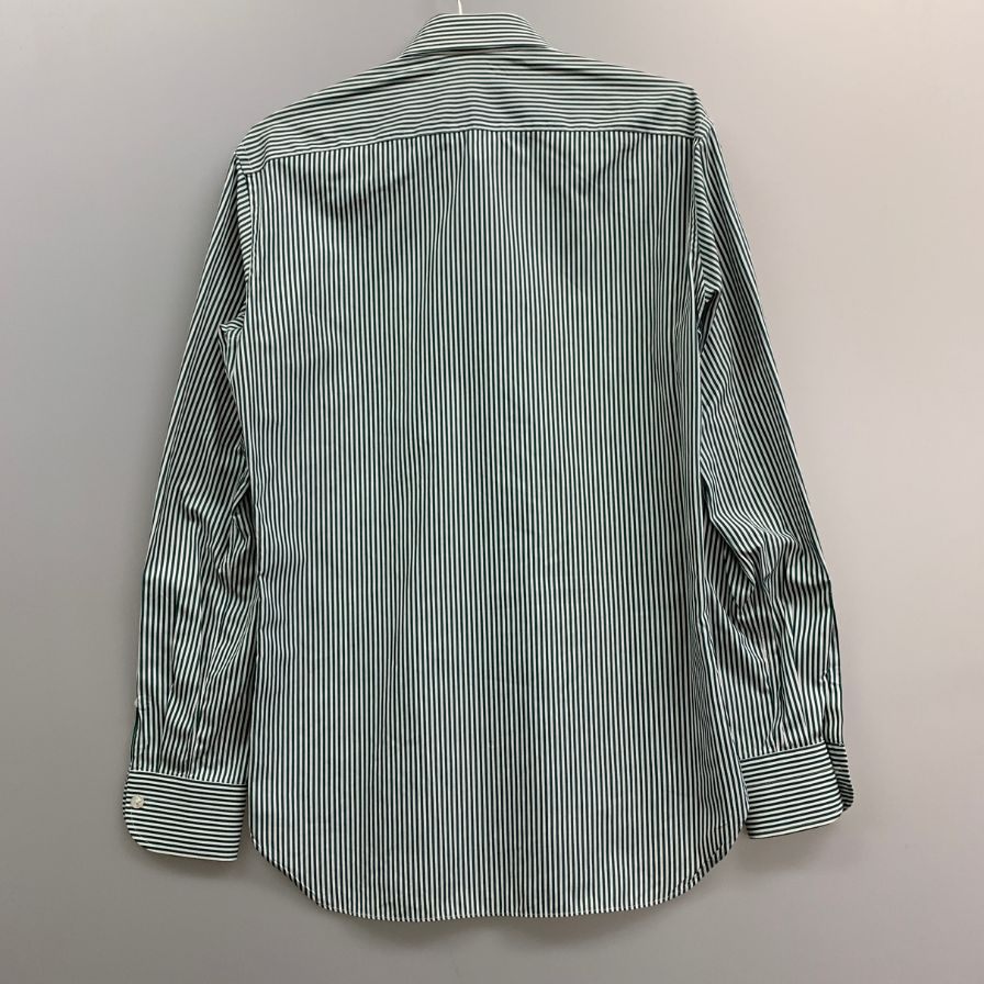 美品◆エリッコ フォルミコラ シャツ ストライプ グリーン系 メンズ サイズ39/15.5 Errico Formicola 【AFB11】