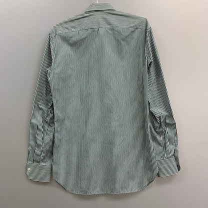 美品◆エリッコ フォルミコラ シャツ ストライプ グリーン系 メンズ サイズ39/15.5 Errico Formicola 【AFB11】