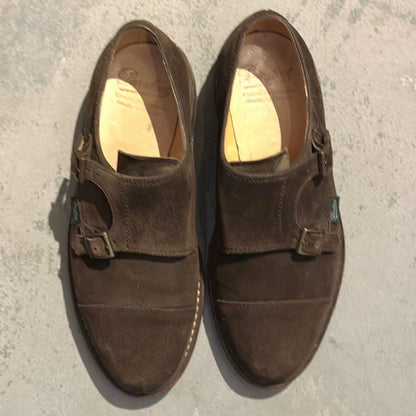パラブーツ レザーシューズ ダブルモンクストラップ ウィリアム スエード メンズ ブラウン サイズ7.5 Paraboot WILLIAM ビジネスシューズ 約26.0cm【LA】【中古】