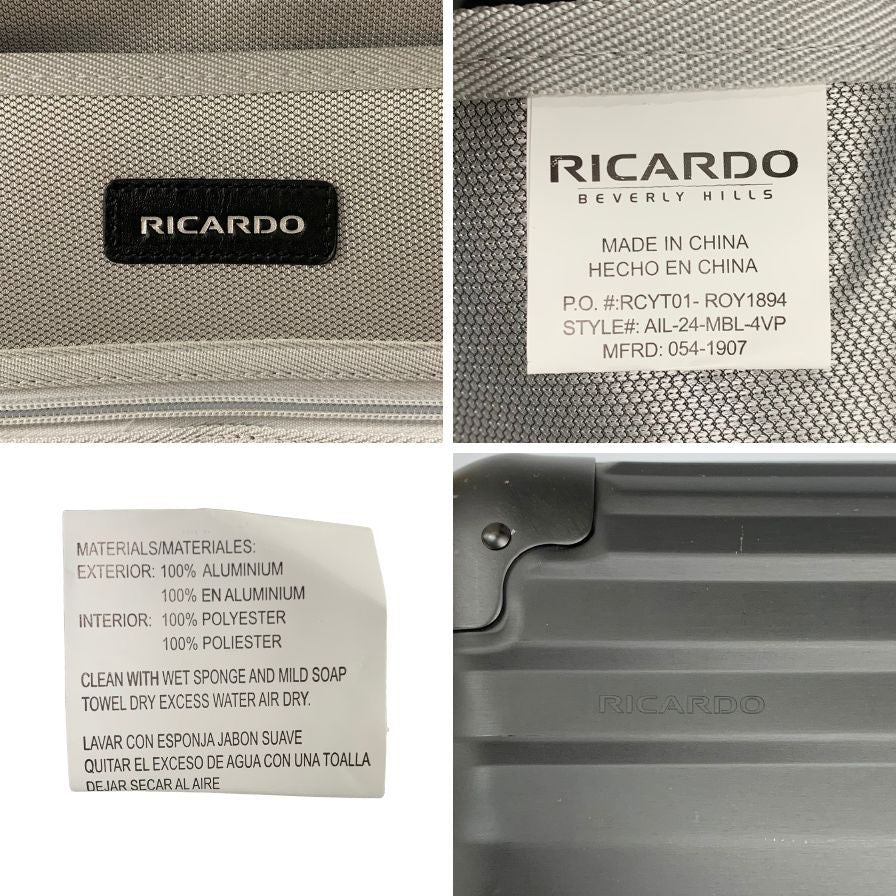 リカルド キャリーケース ダイヤルロック式 ブラック 24インチ 58L RICARDO【AFE13】