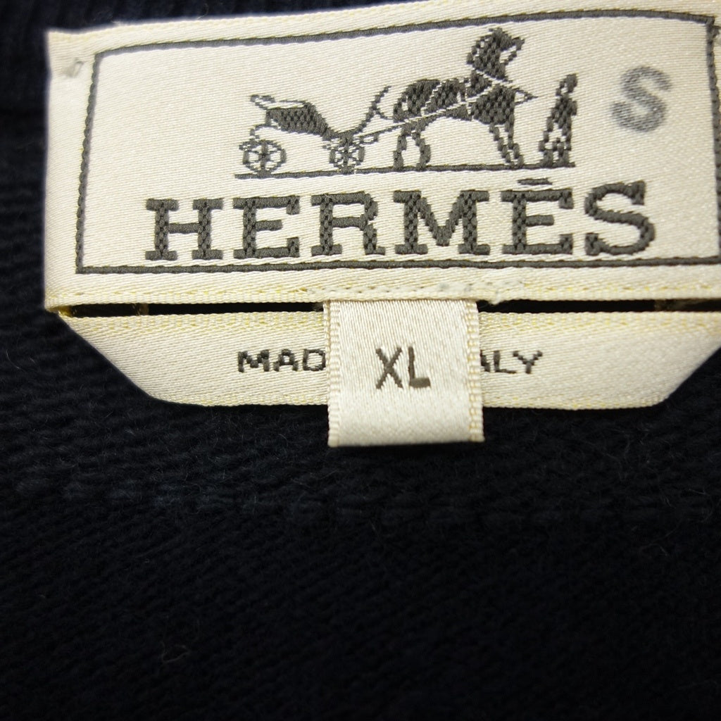 Good Condition◆Hermes Knit Sweater Border Cashmere Blend Men's Black Size XL HERMES [AFB37] 