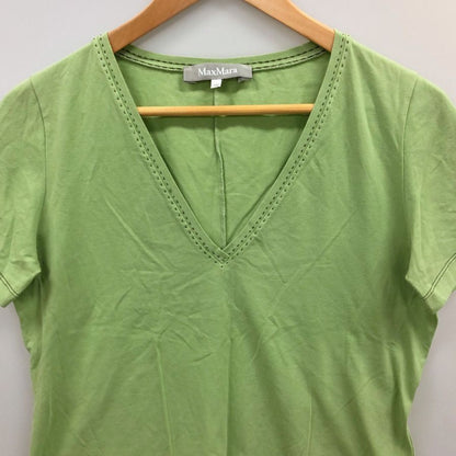 美品◆マックスマーラ 半袖トップス トップス Tシャツ 襟元ステッチ レディース サイズM グリーン MaxMara 【AFB5】