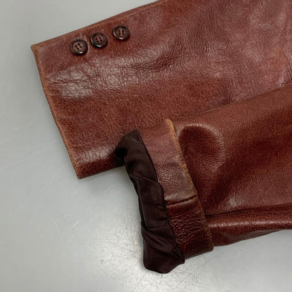 中古◆シーブリュームス レザージャケット ハーフコート 3B シングル 牛皮 サイズ38 レッド系 C.brumes 【AFG1】