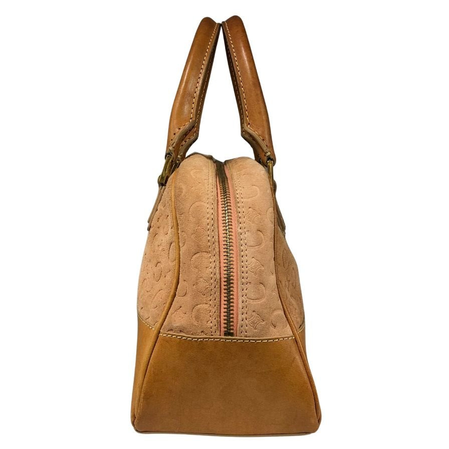 CELINE　セリーヌ　Cマカダム　スエード×レザー　ハンドバッグ　ブラウン CELINE - セリーヌ Cマカダム スエード レザー ハンドバッグ