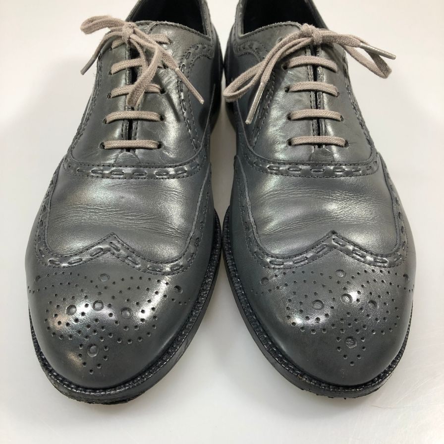 ボッテガ ヴェネタ レザーシューズ ウィングチップ グレー系 レディース サイズ35.5 BOTTEGA VENETA 約22.5cm【AFC41】