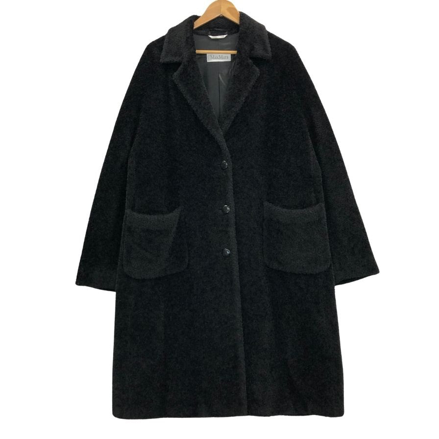 美品◆マックスマーラ コート アルパカ×ウール サイズ42  ブラック レディース  旧白タグ Max Mara 【AFA11】