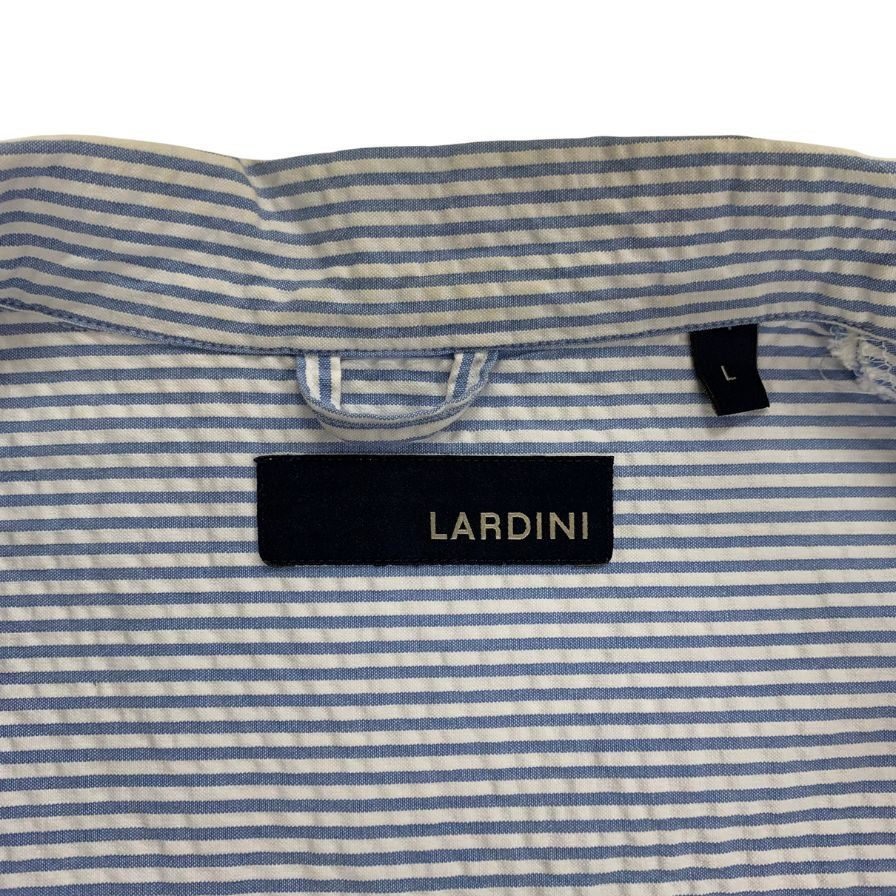 美品◆ラルディーニ シャツジャケット シアサッカー メンズ ホワイト×ブルー サイズL LARDINI 【AFB8】