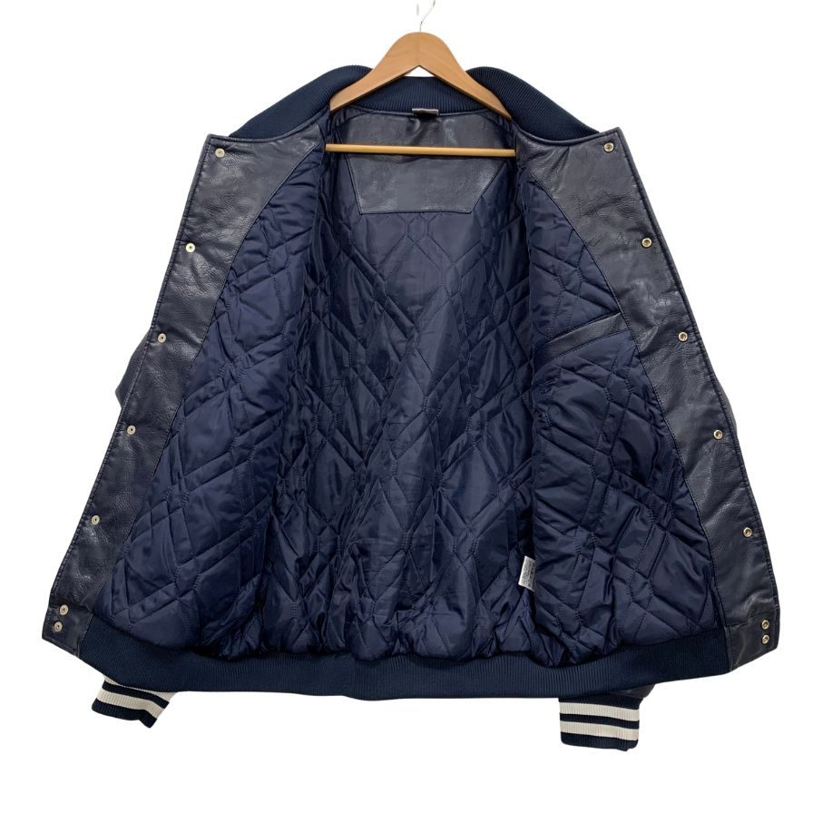 美品◆ファナティックス スタジャン レザー ジャンパー ニューヨーク ヤンキース PU 合皮 ネイビー メンズ サイズXL Fanatics MLB New York Yankees 【AFG1】