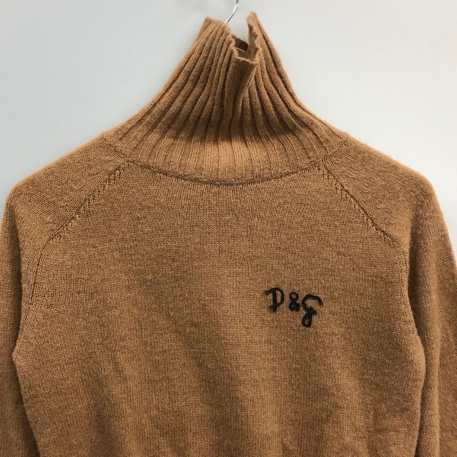 美品◆ドルチェ&ガッバーナ ニット タートルネック DG刺繍 アクリル レディース ブラウン サイズM DOLCE&GABBANA 【AFB11】