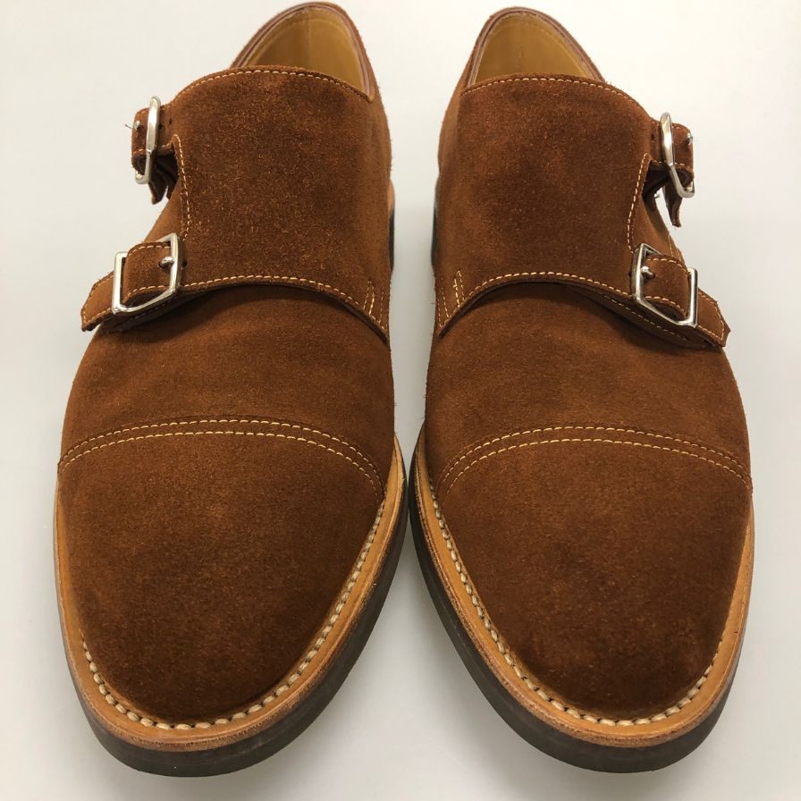 ジョンロブ レザーシューズ ダブルモンク ウィリアム スエード ブラウン メンズ サイズUK7E 9795ラスト JOHN LOBB William スエードシューズ 約25.5cm【LA】【中古】