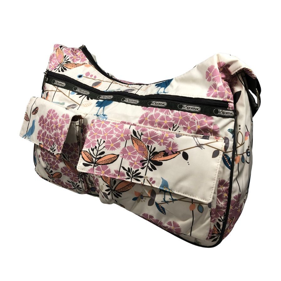 レスポートサック  ショルダーバッグ  レディース 花柄 ホワイト＆ピンク LeSportsac【AFE5】