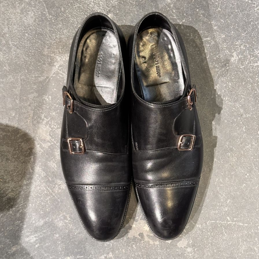 ジョンロブ レザーシューズ ダブルモンク フィリップ2 ダブルバックル ブラック メンズ サイズUK7.5E JOHN LOBB ビジネスシューズ 約26.0cm【LA】【中古】