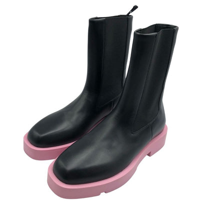 ジバンシー ショートブーツ サイドゴア レザー ブラック×ピンク レディース サイズ37 GIVENCHY 約23.5cm【AFC45】