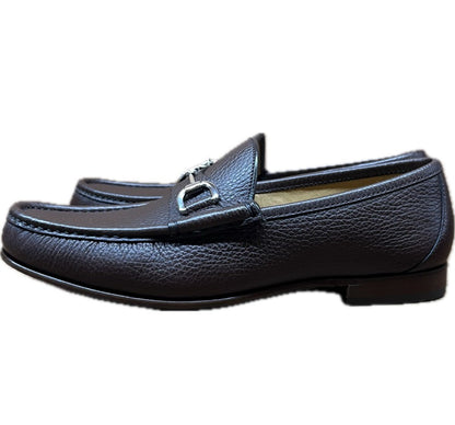 未使用 ◆ Gucci Bit Loafer 367762 粒面皮革 尺寸 6.5 男士棕色 GUCCI [LA] 