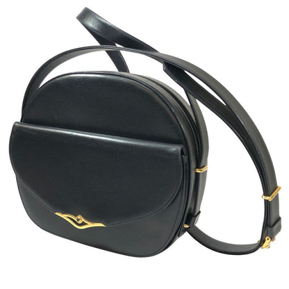 カルティエ サファイアライン レザーショルダーバッグ ゴールド金具 ブラック Cartier【AFE3】