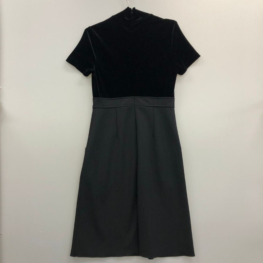 美品◆フォクシーニューヨーク ワンピース ベロア 切替 ハイネック ロング 18910 ブラック レディース サイズ42 FOXEY NEWYORK 【AFB28】