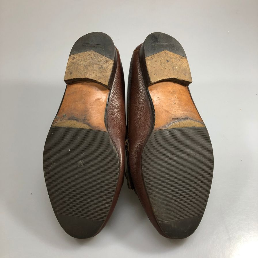 フェラガモ タッセルローファー レザー 3310 カーフ キルト ブラウン サイズUK7EE Ferragamo 約25.5cm【AFC47】
