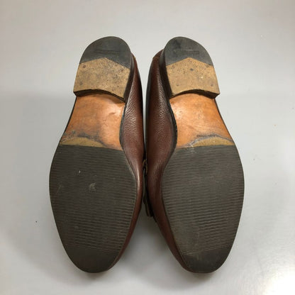 フェラガモ タッセルローファー レザー 3310 カーフ キルト ブラウン サイズUK7EE Ferragamo 約25.5cm【AFC47】