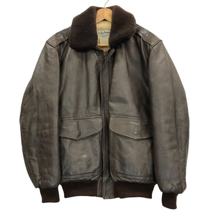 美品◆エルエルビーン ムートンジャケット レザー ライニング メンズ ブラウン サイズS L.L.Bean 【AFG1】