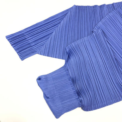 極美品◆プリーツプリーズ ワンピース PP61JH434 イッセイミヤケ ポリエステル ブルー サイズ5 レディース PLEATS PLEASE 【AFB46】