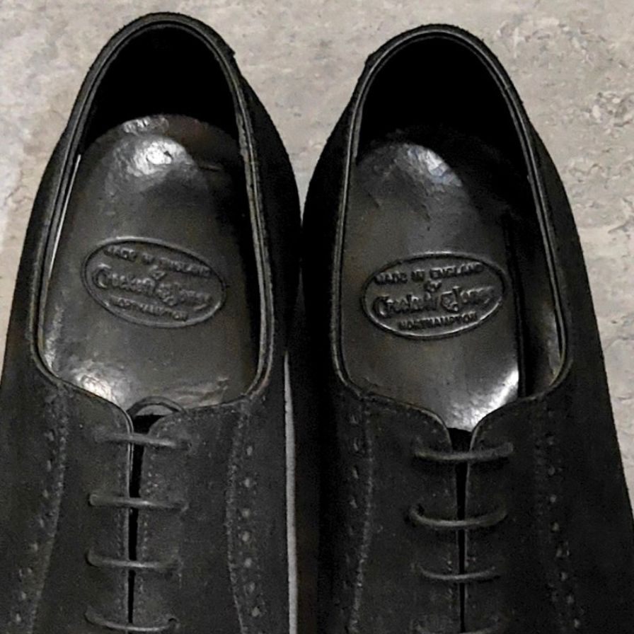 クロケット＆ジョーンズ ポールスミス別注 パンチドキャップトゥ アデレード スエード ブラック サイズUK7E CROCKETT&JONES スエードシューズ 約25.5cm【LA】【中古】