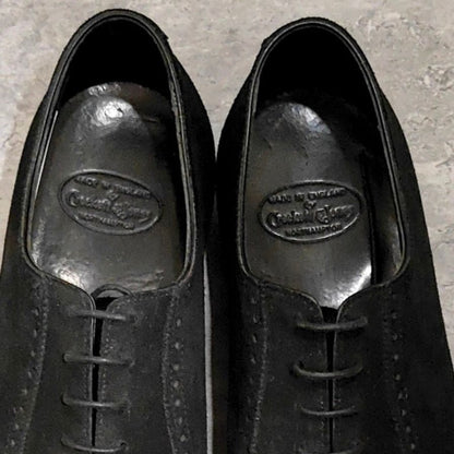 クロケット＆ジョーンズ ポールスミス別注 パンチドキャップトゥ アデレード スエード ブラック サイズUK7E CROCKETT&JONES スエードシューズ 約25.5cm【LA】【中古】