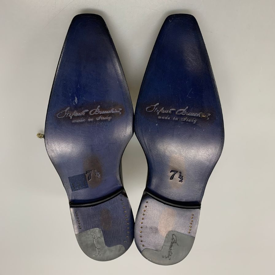ステファノブランキーニ  レザーシューズ B4263 ホールカット ネイビー サイズUK7.5 メンズ Stefano Branchini 約26.0cm【AFD7】