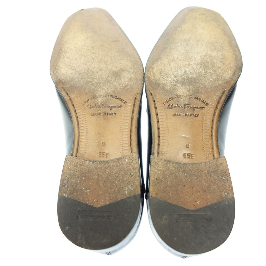 Very good condition ◆Salvatore Ferragamo leather shoes strap loafers men's black size 8 Salvatore Ferragamo [AFC35] 