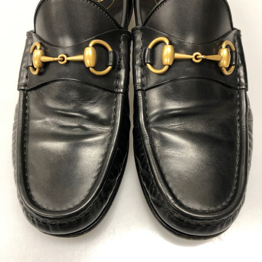 グッチ ホースビット ローファー ソール補正済 インソール貼り付け メンズ サイズ6.5 ブラック GUCCI 約25.5cm【AFC7】