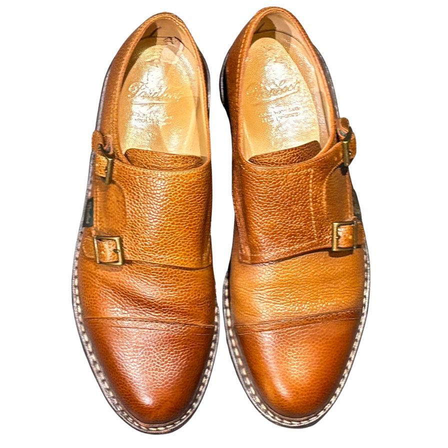 パラブーツ レザーシューズ ダブルモンクストラップ ウィリアム グレインレザー サイズUK7.5 ブラウン Paraboot WILLIAM ビジネスシューズ 約26.0cm【LA】【中古】