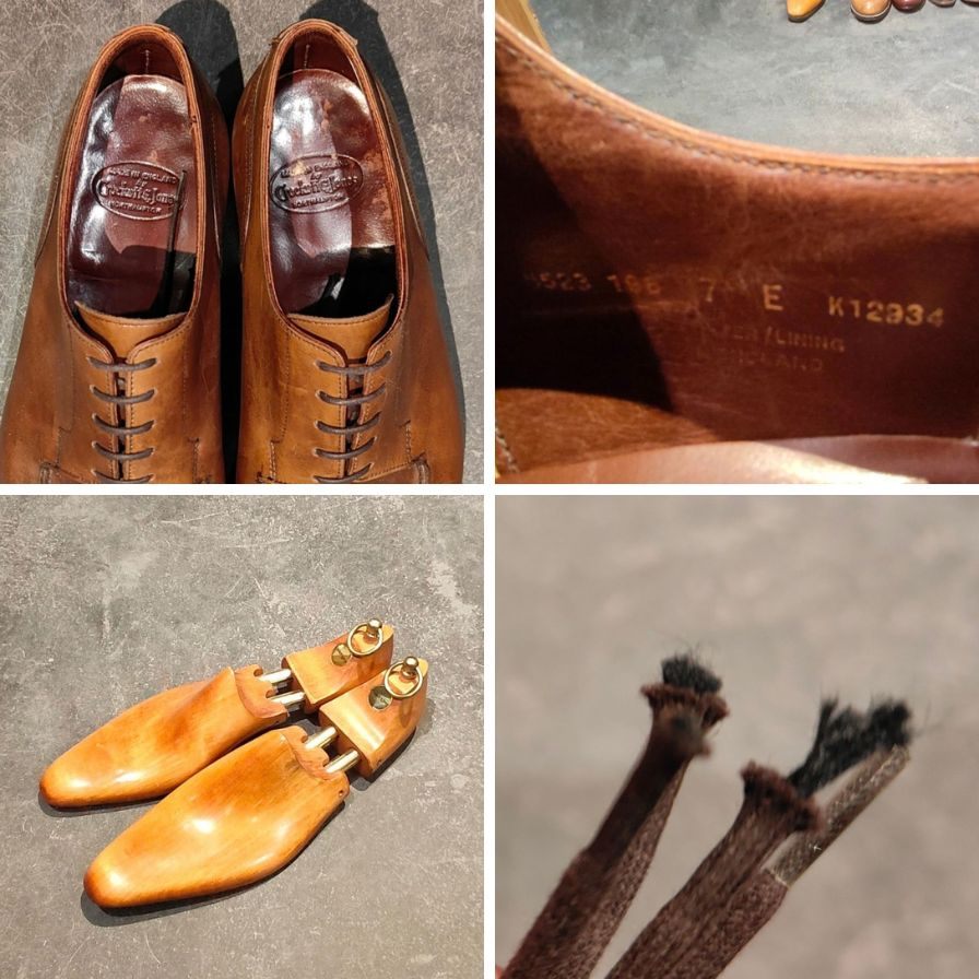 クロケット＆ジョーンズ レザーシューズ クラレンドン Uチップ カーフ ブラウン サイズUK7E CROCKETT&JONES ビジネスシューズ 約25.5cm【LA】【中古】