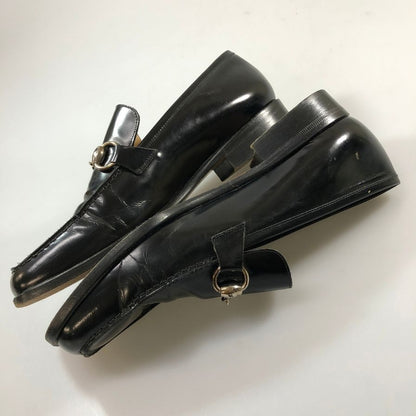 グッチ ビットローファー 0429 ガラスレザー スクエアトゥ ブラック レディース サイズ37C GUCCI 約24.0cm【AFC40】