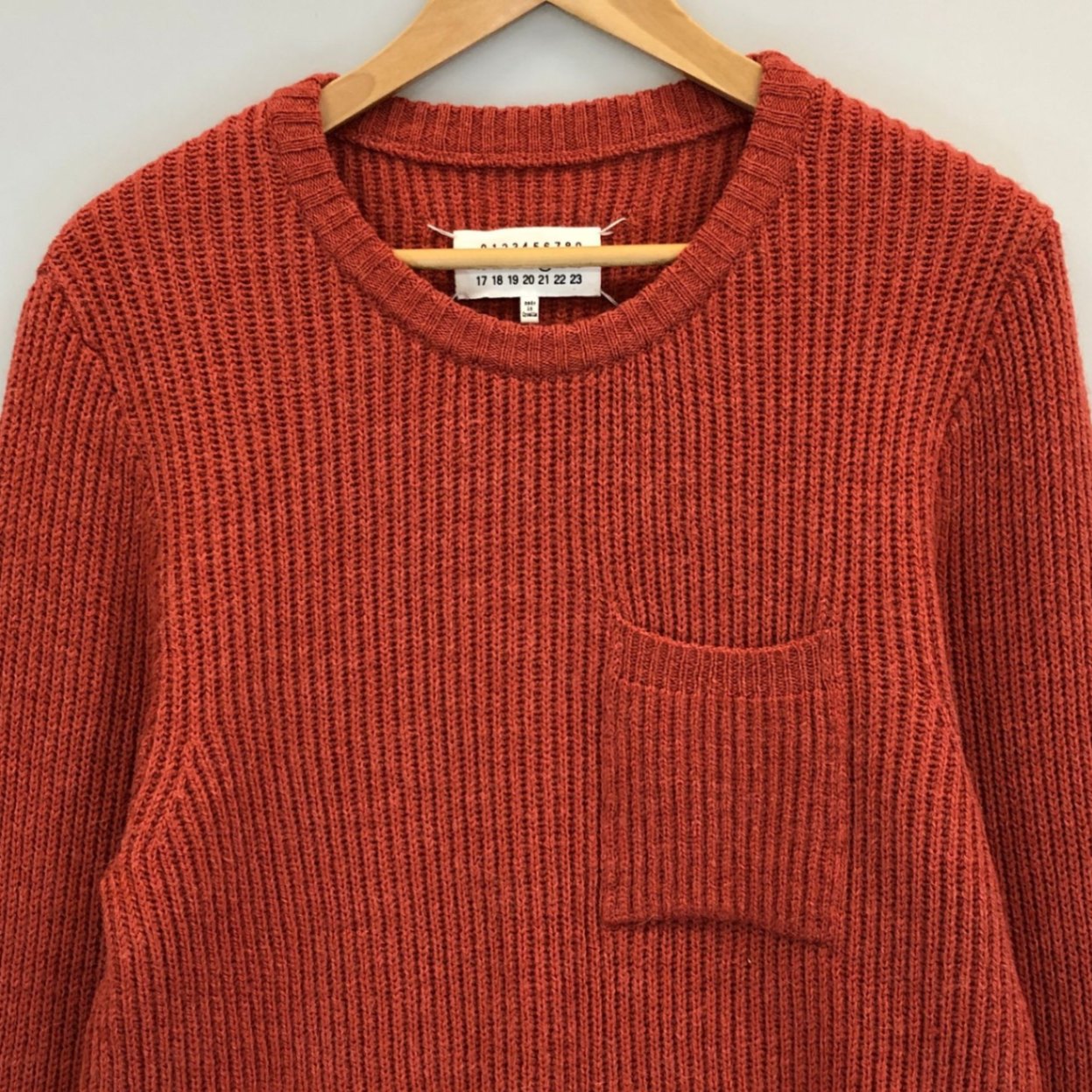 美品◆メゾン マルジェラ ニットセーター ケーブル リブ編み 16AW ポケット S50HA0641 オレンジ系 サイズ M メンズ Maison Margiela 【AFB27】