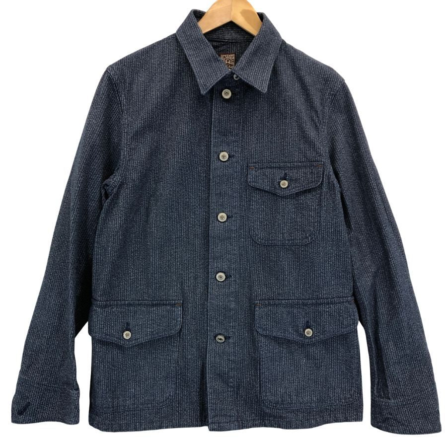 極美品◆ブルードガーメンツ 桃太郎ジーンズ ワークジャケット  メンズ 40 ネイビー BLUED GARMENTS 【AFB3】