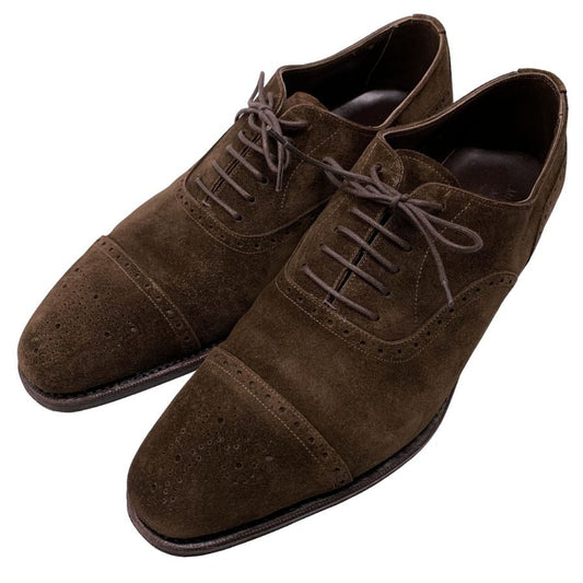 メルミン セミブローグ メダリオン スエード 10194 ダークブラウン サイズ8 メンズ レザー 革靴 MEERMIN MADE IN SPAIN 約26.5cm【AFD3】