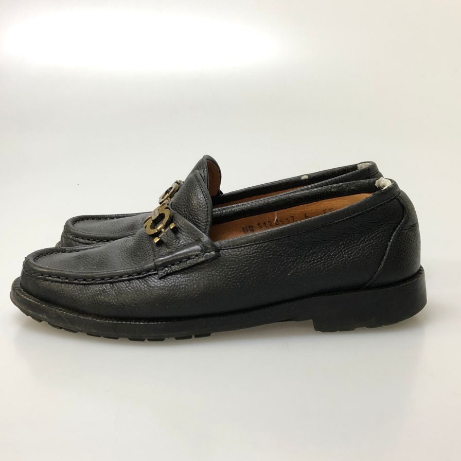 フェラガモ ビットローファー グレインレザー ガンチーニ金具 メンズ サイズ6EE ブラック Ferragamo 約24.5cm【AFC8】
