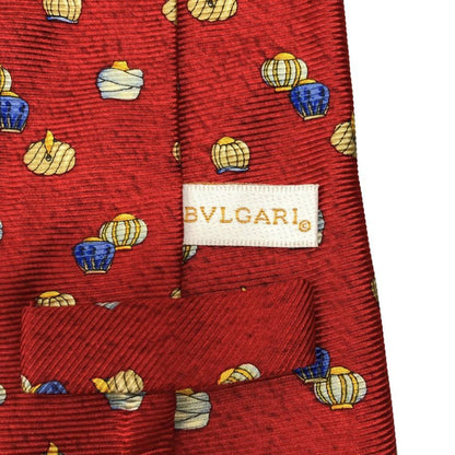 ブルガリ ネクタイ シルク 総柄 レッド メンズ BVLGARI【AFI18】