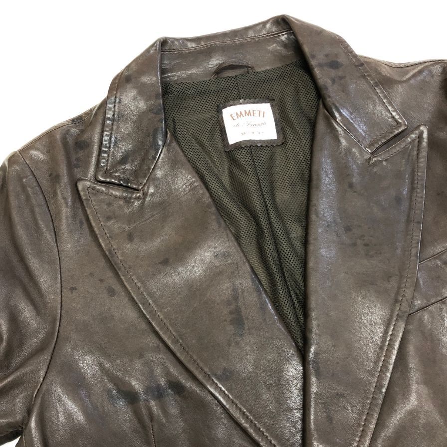 中古■エンメティ レザージャケット ダブル ブラウン メンズ サイズ44 EMMETI 【AFG1】