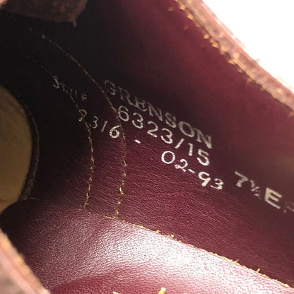 グレンソン レザーシューズ セミブローグ アニバーサリー エディション カーフ バーガンディ 7.5E メンズ GRENSON 約26.5cm【AFC1】
