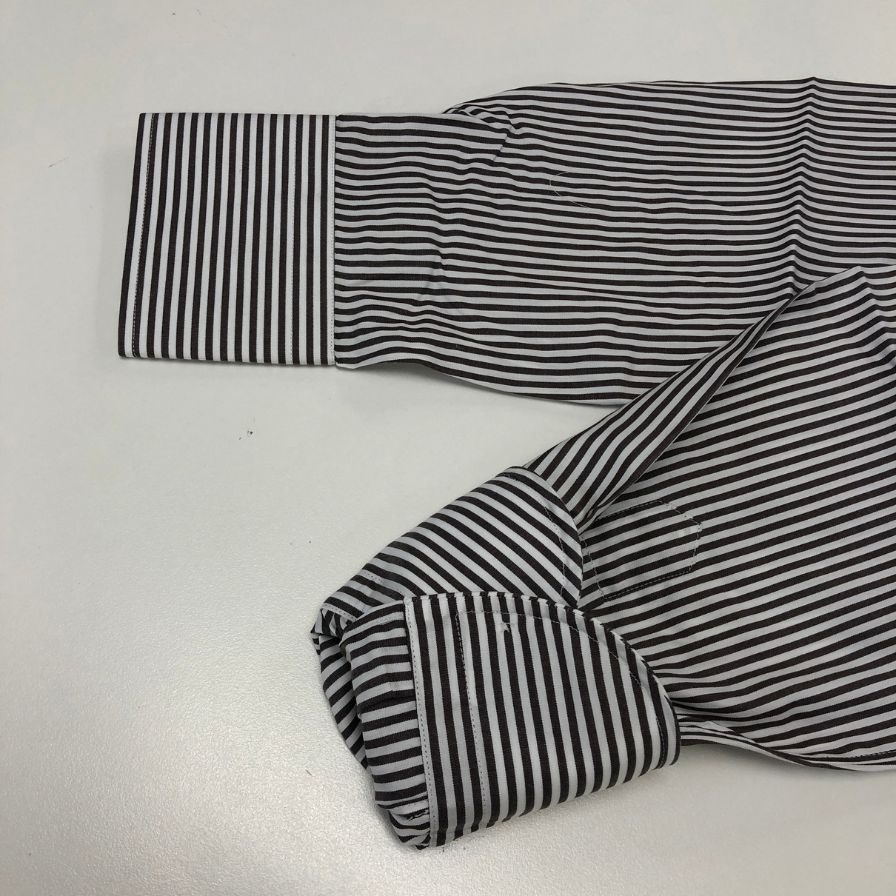 美品◆ビームスエフ ストライプ柄 Yシャツ メンズ サイズ39 ブラック×ホワイト BEAMS F 【AFB43】