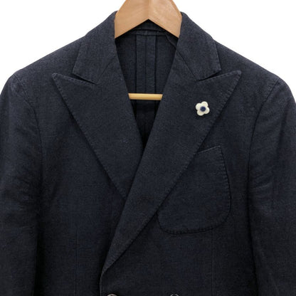 美品◆ラルディーニ テーラードジャケット ダブル ウール メンズ ブラック サイズ42 LARDINI 【AFB47】
