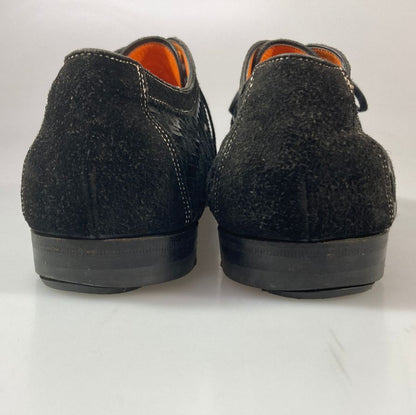 サントーニ スエード レザーコンビ 編み込み ブラック メンズ サイズ5.5 SANTONI 約24.5cm【AFC4】