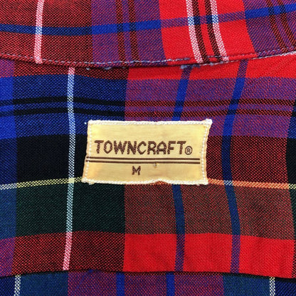 タウンクラフト 40S-50S チェックシャツ ブロック字タグ レーヨン ダブルポケット メンズ サイズM TOWNCRAFT【LA】