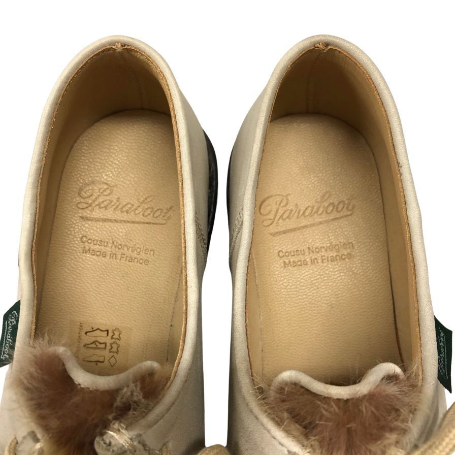 パラブーツ チロリアンシューズ 130471 ミカエル ラパン ファー サイズUK4 レディース ベージュ系 Paraboot MICHAEL LAPIN  約23.0cm【LA】【中古】