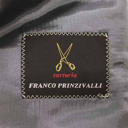 極美品◆フランコプリンツィバァリー  テーラードジャケット 3B シングル ヘリンボーン ブルー系 サイズ48 FRANCO PRINZIVALLI 【AFB42】