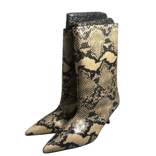 ペリーコ サニー ブーツ SEVILLA パイソン 総柄 ベージュ系 レディース サイズ36 PELLICO SUNNY 約22.5cm【AFD3】